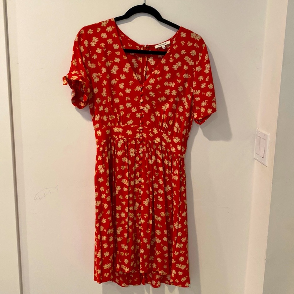 Madewell size 2 red floral mini dress, lightly worn